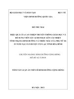 Hiệu quả của truyền thông giáo dục dinh dưỡng và bổ sung viên sắt folic lên tình trạng dinh dưỡng và thiếu máu của phụ nữ 20 35 tuổi tại 3 xã huyện tân lạc tỉnh hòa bình (TT) 