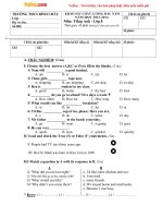 Đề thi khảo sát chất lượng đầu năm môn tiếng anh lớp 8 trường THCS bình châu