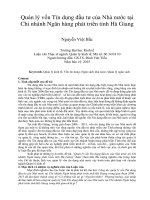Quản lý vốn tín dụng đầu tư của nhà nước tại chi nhánh ngân hàng phát triển tỉnh hà giang