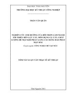 tóm tắt luận văn thạc sĩ kỹ thuật   NGHIÊN cứu ẢNH HƯỞNG của bôi TRƠN làm NGUỘI tối THIỂU đến lực cắt, mòn DỤNG cụ cắt, CHẤT LƯỢNG bề mặt KHI PHAY GANG cầu BẰNG DAO PHAY mặt đầu 
