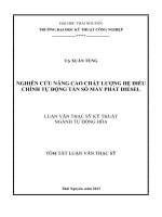 tóm tắt luận văn thạc sĩ kỹ thuật  NGHIÊN cứu NÂNG CAO CHẤT LƯỢNG hệ điều CHỈNH tự ĐỘNG tần số máy PHÁT DIESEL 