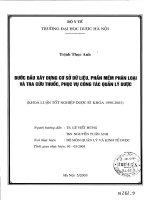 Bước đầu xây dựng cơ sở dữ liệu, phần mền phân loại và tra cứu thuốc, phục vụ công tác quản lý dược