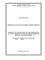 tóm tắt luận văn thạc sĩ kỹ thuật   NGHIÊN cứu ẢNH HƯỞNG của hệ THỐNG KÍCH từ có PSS (POWER SYSTEM STABILIZ ER)ĐẾN ổn ĐỊNH của hệ THỐNG điện 