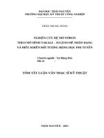 tóm tắt luận văn thạc sĩ kỹ thuật  NGHIÊN cứu hệ mờ NƠRON THEO mô HÌNH TAKAGI – SUGENO đề NHẬN DẠNG 