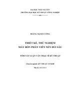tóm tắt luận văn thạc sĩ kỹ thuật  THIẾT kế, THỬ NGHIỆM máy bón PHÂN VIÊN nén dúi sâu 