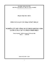 tóm tắt luận văn thạc sĩ kỹ thuật  NGHIÊN cứu bù CÔNG SUẤT PHẢN KHÁNG CHO lưới CUNG cấp và PHÂN PHỐI điện 