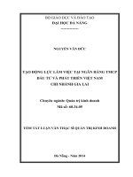 Tạo động lực việc làm tại ngân hàng TMCP đầu tư và phát triển việt nam, chi nhánh gia lai