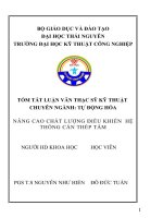 tóm tắt luận văn thạc sĩ kỹ thuật   NÂNG CAO CHẤT LƯỢNG điều KHIỂN  hệ THỐNG cán THÉP tấm 