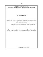 tóm tắt luận văn thạc sĩ kỹ thuật  THIẾT kế, CHẾ tạo cơ cấu tạo RUNG ĐỘNG TRỢ GIÚP GIA CÔNG cơ 