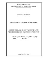 tóm tắt luận văn thạc sĩ kỹ thuật  NGHIÊN cứu, ĐÁNH GIÁ vận HÀNH lưới PHÂN PHỐI điện có các NGUỒN PHÂN tán 