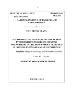 Nutritional status and effectiveness of interventions to reduce stunting malnutrition among children under 5 years old in the costal plain area, nghe an province