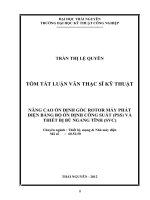 tóm tắt luận văn thạc sĩ kỹ thuật   NÂNG CAO ổn ĐỊNH góc ROTOR máy PHÁT điện BẰNG bộ ổn ĐỊNH CÔNG SUẤT (PSS) và THIẾT bị bù NGANG TĨNH (SVC) 