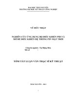 tóm tắt luận văn thạc sĩ kỹ thuật   NGHIÊN cứu ỨNG DỤNG bộ điều KHIỂN PID và mờ để điều KHIỂN hệ THỐNG PIN mặt TRỜI 