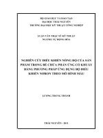tóm tắt luận văn thạc sĩ kỹ thuật   NGHIÊN cứu điều KHIỂN NỒNG độ của sản PHẨM TRONG bể CHỨA PHẢN ỨNG có KHUẤY BẰNG PHƯƠNG PHÁP ỨNG DỤNG bộ điều KHIỂN NƠRON THEO mô HÌNH mẫu 
