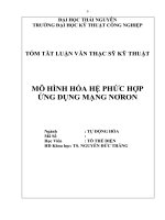 tóm tắt luận văn thạc sĩ kỹ thuật   mô HÌNH hóa hệ PHỨC hợp ỨNG DỤNG MẠNG NƠRON 