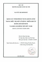 Khảo sát tình hình sử dụng kháng sinh trong điều trị một số bệnh nhiễm khuẩn đường hô hấp dưới tại khoa b2  bệnh viện hữu nghị