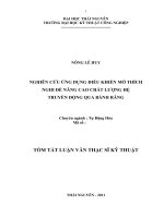tóm tắt luận văn thạc sĩ kỹ thuật   NGHIÊN cứu ỨNG DỤNG điều KHIỂN mờ THÍCH NGHI để NÂNG CAO CHẤT LƯỢNG hệ TRUYỀN ĐỘNG QUA BÁNH RĂNG 