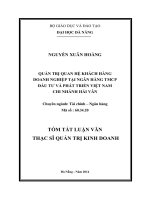 Quản trị quan hệ khách hàng doanh nghiệp tại ngân hàng TMCP đầu tư và phát triển việt nam chi nhánh hải vân