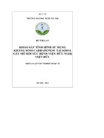 Khảo sát tình hình sử dụng kháng sinh carbapenem tại khoa gây mê hồi sức bệnh viện hữu nghị việt đức   KL2579