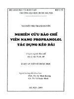 Nghiên cứu bào chế viên nang propranolol tác dụng kéo dài