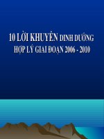 10 lời KHUYÊN DINH DƯỠNG hợp lý GIAI đoạn 2006   2010 