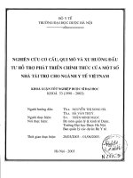 Nghiên cứu cơ cấu, qui mô và xu hướng đầu tư hỗ trợ phát triển chính thức của một số nhà tài trợ cho ngành y tế việt nam