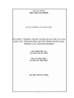TỔ CHỨC THÔNG TIN KẾ TOÁN QUẢN TRỊ Tư VẤN CHO CÁC TÌNH HUỐNG QUYẾT ĐỊNH NGẮN HẠN TRONG CÁC DOANH NGHIỆP