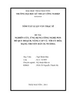 tóm tắt luận văn thạc sĩ kỹ thuật   NGHIÊN cứu, ỨNG DỤNG CÔNG NGHỆ PON để QUY HOẠCH, NÂNG cấp và  tối ưu hóa MẠNG TRUYỀN dẫn 3g WCDMA 