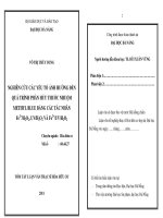 Nghiên cứu các yếu tố ảnh hưởng đến quá trình phân hủy thuốc nhuộm methyl blue bằng các tác nhân fe2+h2o2, UVH2O2 và Fe2+UVH2O2