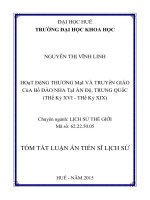 HOẠT ĐỘNG THƯƠNG mại và TRUYỀN GIÁO của bồ đào NHA tại ấn độ, TRUNG QUỐC (THẾ kỷ XVI – THẾ kỷ XIX) (TT)