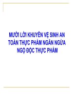MƯỜI lời KHUYÊN vệ SINH AN TOÀN THỰC PHẨM NGĂN NGỪA NGỘ độc THỰC PHẨM 