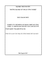 tóm tắt luận văn thạc sĩ kỹ thuật   NGHIÊN cứu mô PHỎNG số TRONG THIẾT kế CÔNG NGHỆ  và  KHUÔN dập CHI TIẾT nắp CAPO XE ô tô 