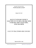Quản lý giáo dục hành vi giao tiếp có văn hóa cho học sinh ở trường THPT lê quý đôn, tỉnh thái bình 