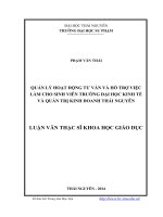 Quản lý hoạt động tư vấn và hỗ trợ việc làm cho sinh viên trường đại học kinh tế và quản trị kinh doanh thái nguyên 