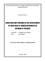 Education and training in the development of high quality human resource in vietnam at present (TT) 