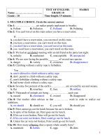 Kiểm tra 15 phút lần 1 HKII tiếng anh lớp 10 (with key) 