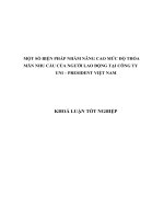 MỘT SỐ BIỆN PHÁP NHẰM NÂNG CAO MỨC ĐỘ THỎA MÃN NHU CẦU CỦA NGƯỜI LAO ĐỘNG TẠI CÔNG TY  UNI – PRESIDENT VIỆT NAM