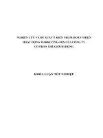NGHIÊN CỨU VÀ ĐỀ XUẤT Ý KIẾN NHẰM HOÀN THIỆN HOẠT ĐỘNG MARKETINGMIX CỦA CÔNG TY  CỔ PHẦN THẾ GIỚI DI ĐỘNG