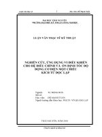 tóm tắt luận văn thạc sĩ kỹ thuật NGHIÊN cứu, ỨNG DỤNG VI điều KHIỂN CHO hệ điều CHỈNH và  ổn ĐỊNH tốc độ ĐỘNG cơ điện một CHIỀU 