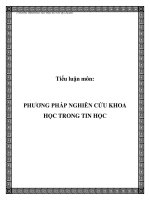 LUẬN văn tìm HIỂU PHƯƠNG PHÁP NGHIÊN cứu KHOA học TRONG TIN học 