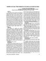 NGHIÊN cứu đặc TÍNH PROBIOTIC của BACILLUS SUBTILIS BS02