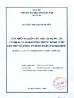 Góp phần nghiên cứu việc áp dụng các chính sách marketing thuốc đông dược của một số công ty dược phẩm trong nước