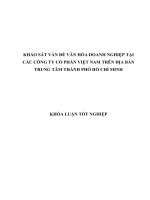 KHẢO SÁT VẤN ĐỀ VĂN HÓA DOANH NGHIỆP TẠI CÁC CÔNG TY CỔ PHẦN VIỆT NAM TRÊN ĐỊA BÀN TRUNG TÂM THÀNH PHỐ HỒ CHÍ MINH