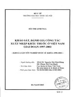 Khảo sát, đánh giá công tác xuất nhập khẩu thuốc ở việt nam giai đoạn 1997   2002