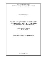 tóm tắt luận văn thạc sĩ kỹ thuật NGHIÊN cứu ỨNG DỤNG bộ điều KHIỂN  góc BAY của máy BAY BOEING 