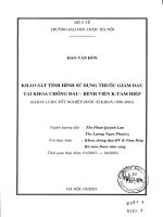 KHẢO sát TÌNH HÌNH s ử DỤNG THUỐC GIẢM ĐAU tại KHOA CHỐNG ĐAU   BỆNH VIỆN k TAM HIỆP