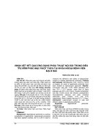 NHẬN xét kết QUẢ ỨNG DỤNG PHẪU THUẬT nội SOI TRONG điều TRỊ VIÊM PHÚC mạc RUỘT THỪA tại KHOA NGOẠI BỆNH VIỆN BẠCH MAI