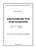 Di dân tự do nông thôn   đô thị với trật tự xã hội ở hà nội (TT) 