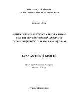Nghiên cứu ảnh hưởng của truyền thông tiếp thị đến các thành phần giá trị thương hiệu nước giải khát tại Việt Nam