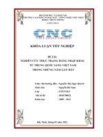 NGHIÊN cứu THỰC TRẠNG HÀNG NHẬP KHẨU  từ TRUNG QUỐC SANG VIỆT NAM  TRONG NHỮNG năm gần đây 